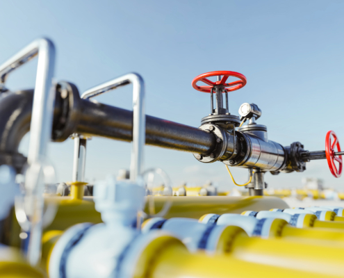 Gas tap with pipeline system at natural gas station